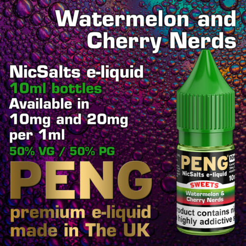 Watermelon and Cherry Nerds - Peng NicSalts e-liquids - 10ml